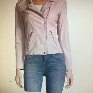 Leather Moto Jacket , lavender